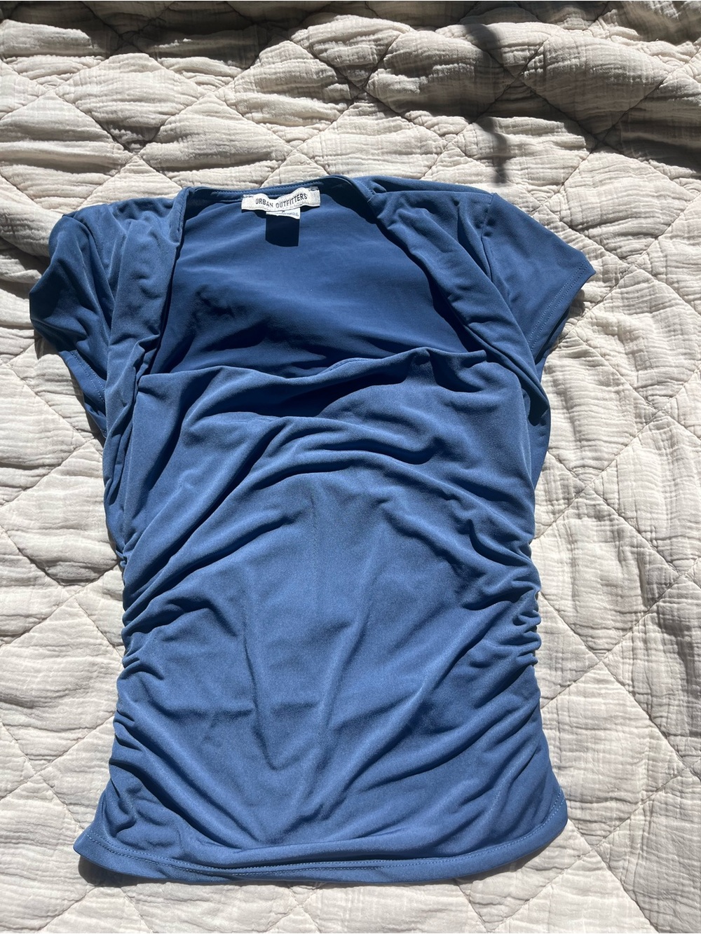 Urban Outfitters Blue Short-Sleeve Ruched Tee